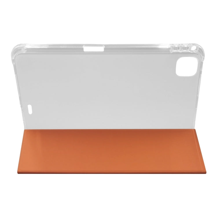 For iPad Pro 11 2024 3-folding Electric Pressed Skin Texture Leather Tablet Case(Orange) - iPad Pro 11 2024 Cases by buy2fix | Online Shopping UK | buy2fix