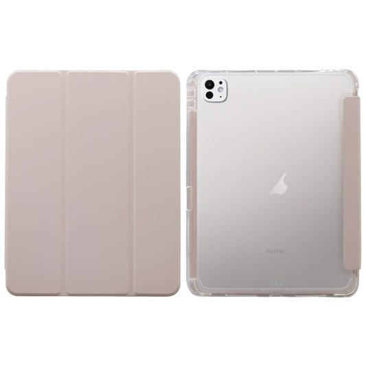 For iPad Pro 11 2024 3-folding Electric Pressed Skin Texture Leather Tablet Case(Light Pink) - iPad Pro 11 2024 Cases by buy2fix | Online Shopping UK | buy2fix