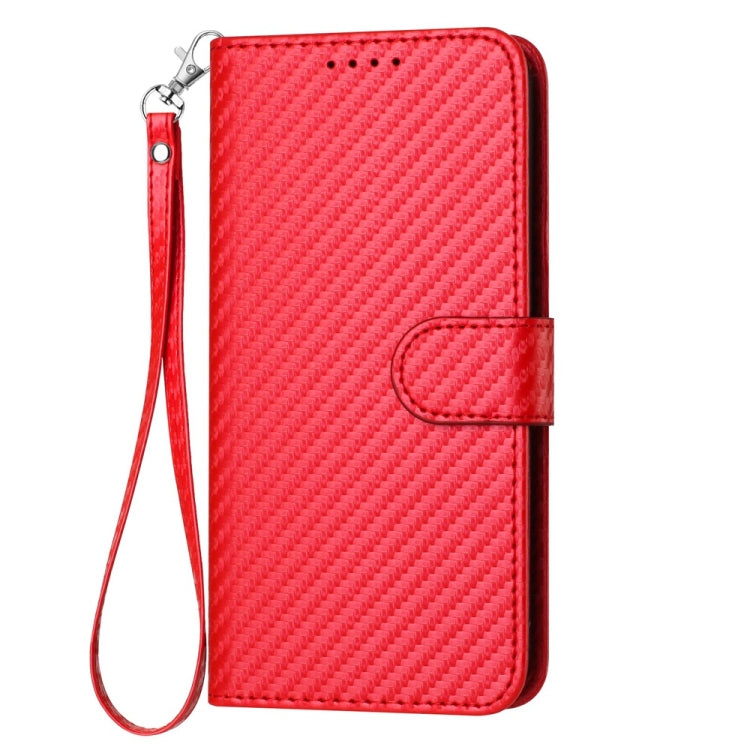 For iPhone 16 Pro Max YX0070 Carbon Fiber Buckle Leather Phone Case with Lanyard(Red) - iPhone 16 Pro Max Cases by buy2fix | Online Shopping UK | buy2fix