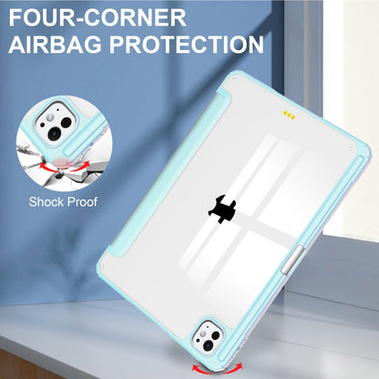 For iPad Pro 13 2024 Pure Color 3-fold Clear TPU Smart Leather Tablet Case(Sky Blue) - iPad Pro 13 2024 Cases by buy2fix | Online Shopping UK | buy2fix