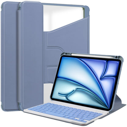 For iPad Air 13 2024 Transparent Rotation Smart Leather Tablet Case with Keyboard(Lavender) - iPad Air 13 2024 Cases by buy2fix | Online Shopping UK | buy2fix