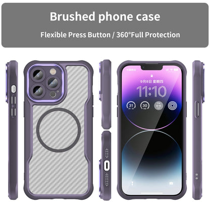 For iPhone 15 Plus / 14 Plus Carbon Fiber Texture MagSafe Translucent Phone Case(Purple) - iPhone 15 Plus Cases by buy2fix | Online Shopping UK | buy2fix