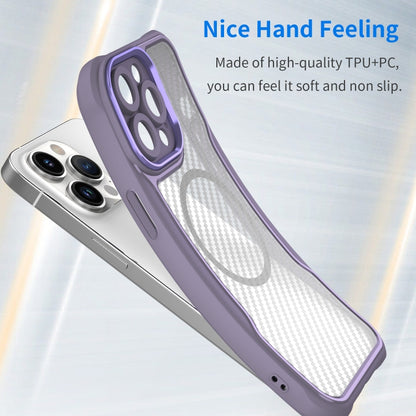 For iPhone 14 Pro Max Carbon Fiber Texture MagSafe Translucent Phone Case(Purple) - iPhone 14 Pro Max Cases by buy2fix | Online Shopping UK | buy2fix