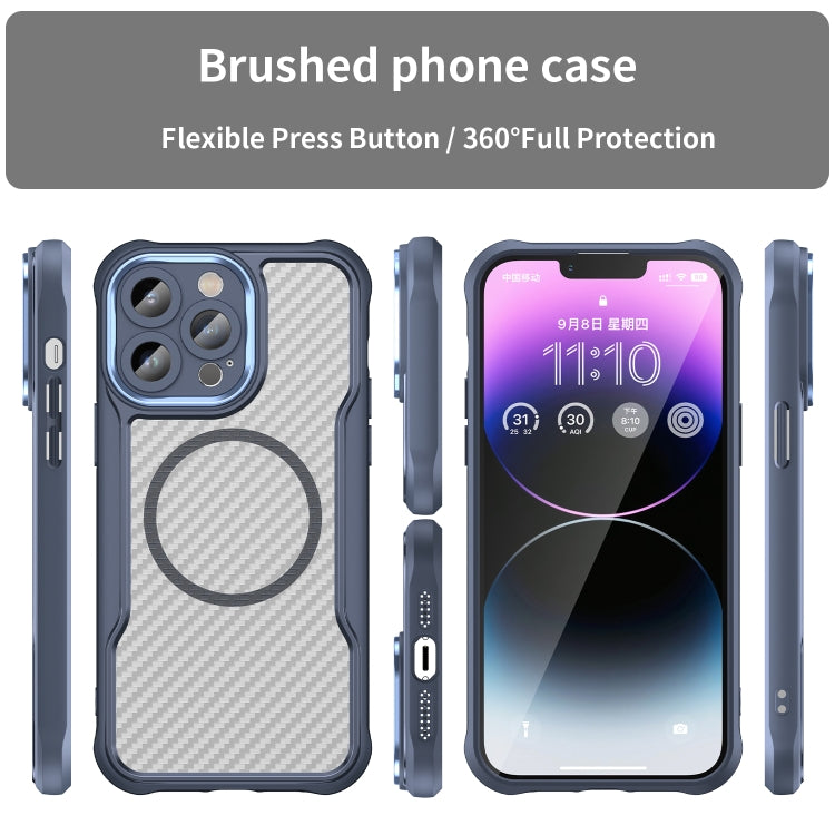 For iPhone 13 Pro Max Carbon Fiber Texture MagSafe Translucent Phone Case(Blue) - iPhone 13 Pro Max Cases by buy2fix | Online Shopping UK | buy2fix