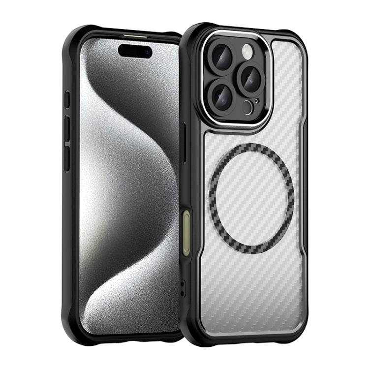 For iPhone 16 Pro Carbon Fiber Texture MagSafe Translucent Phone Case(Black) - iPhone 16 Pro Cases by buy2fix | Online Shopping UK | buy2fix