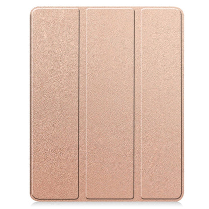 For iPad Pro 13 2024 Custer TPU Pure Color 3-Fold Holder Smart Leather Tablet Case with Pen Tray(Rose Gold) - iPad Pro 13 2024 Cases by buy2fix | Online Shopping UK | buy2fix