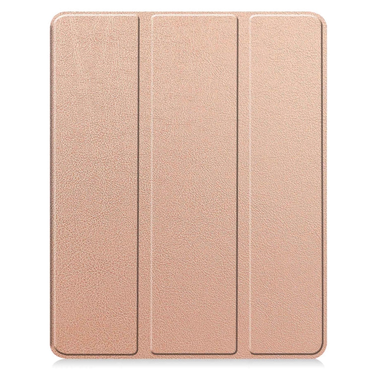 For iPad Air 13 2024 Custer TPU Pure Color 3-Fold Holder Smart Leather Tablet Case with Pen Tray(Rose Gold) - iPad Air 13 2024 Cases by buy2fix | Online Shopping UK | buy2fix