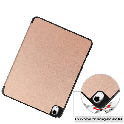 For iPad Air 13 2024 Custer TPU Pure Color 3-Fold Holder Smart Leather Tablet Case with Pen Tray(Rose Gold) - iPad Air 13 2024 Cases by buy2fix | Online Shopping UK | buy2fix