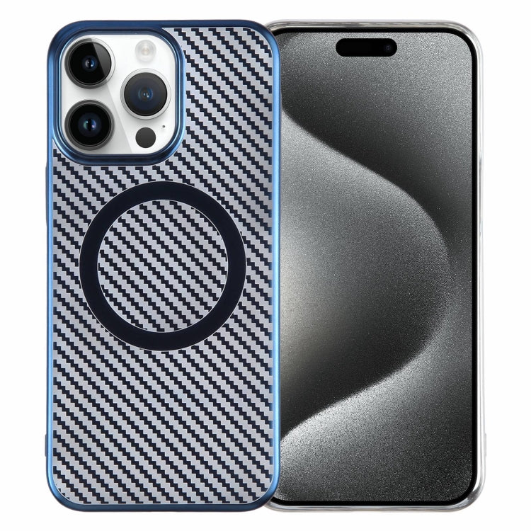 For iPhone 15 Pro Max 6D Plated Carbon Fiber Clear Magsafe PC Phone Case(Dream Blue) - iPhone 15 Pro Max Cases by buy2fix | Online Shopping UK | buy2fix