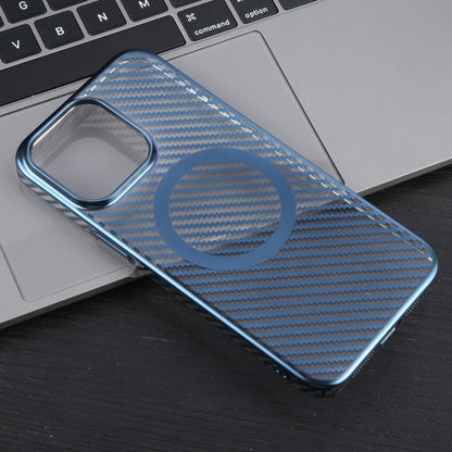 For iPhone 15 Pro 6D Plated Carbon Fiber Clear Magsafe PC Phone Case(Dream Blue) - iPhone 15 Pro Cases by buy2fix | Online Shopping UK | buy2fix