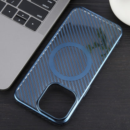 For iPhone 15 Pro 6D Plated Carbon Fiber Clear Magsafe PC Phone Case(Dream Blue) - iPhone 15 Pro Cases by buy2fix | Online Shopping UK | buy2fix