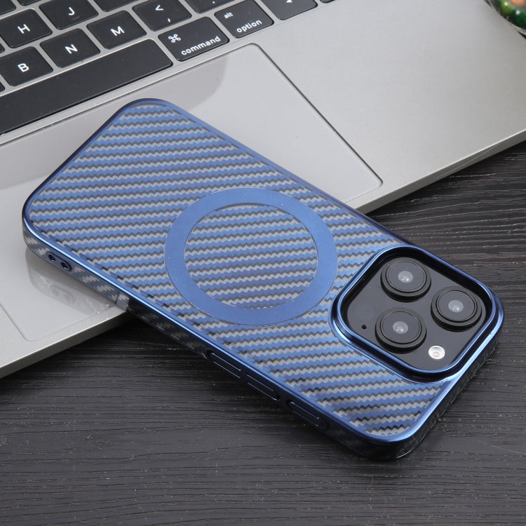 For iPhone 16 Pro 6D Plated Carbon Fiber Clear Magsafe PC Phone Case(Dream Blue) - iPhone 16 Pro Cases by buy2fix | Online Shopping UK | buy2fix