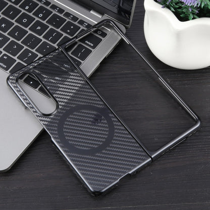 For Samsung Galaxy Z Fold4 6D Plated Carbon Fiber Clear Magsafe PC Phone Case(Starry Black) - Galaxy Z Fold4 5G Cases by buy2fix | Online Shopping UK | buy2fix