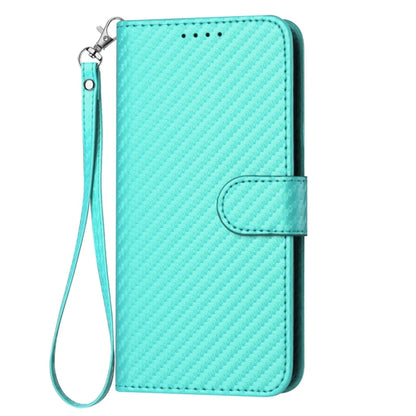 For OnePlus 11 YX0070 Carbon Fiber Buckle Leather Phone Case with Lanyard(Light Blue) - OnePlus Cases by buy2fix | Online Shopping UK | buy2fix