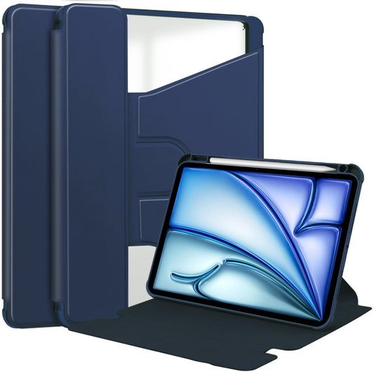 For iPad Air 11 2024 Transparent Rotation Smart Leather Tablet Case(Dark Blue) - iPad Air 11 2024 Cases by buy2fix | Online Shopping UK | buy2fix