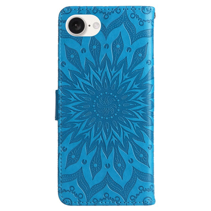 For iPhone SE 2024 Embossed Sunflower Pattern Flip Leather Phone Case(Blue) - More iPhone Cases by buy2fix | Online Shopping UK | buy2fix