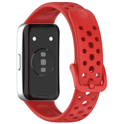 For Huawei Band 9 / 9 NFC / 8 / 8 NFC Round Hole Nail Button Silicone Watch Band(Red) - Watch Bands by buy2fix | Online Shopping UK | buy2fix