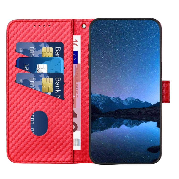 For OPPO Reno11 Pro Global YX0070 Carbon Fiber Buckle Leather Phone Case with Lanyard(Red) - Reno11 Pro Cases by buy2fix | Online Shopping UK | buy2fix