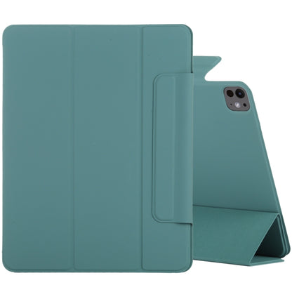 For iPad Pro 13 2024 Double-sided Clip Fixed Buckle Magnetic PU Leather Smart Tablet Case(Green) - iPad Pro 13 2024 Cases by buy2fix | Online Shopping UK | buy2fix