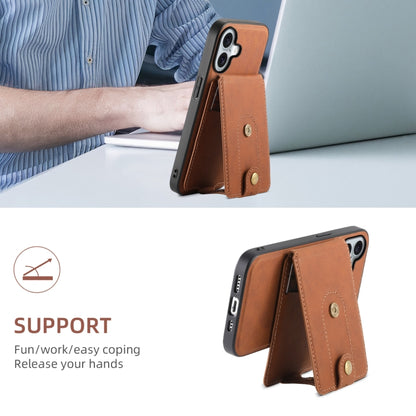For iPhone 16 Denior D14 NK Retro Pattern MagSafe Magnetic Card Holder Leather Phone Case(Brown) - iPhone 16 Cases by Denior | Online Shopping UK | buy2fix