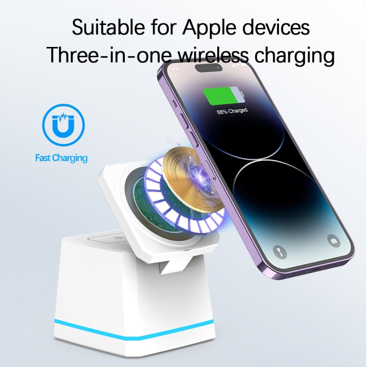 H49 3 in 1 Multi-function Magnetic Wireless Charger(White) - Wireless Charger by buy2fix | Online Shopping UK | buy2fix