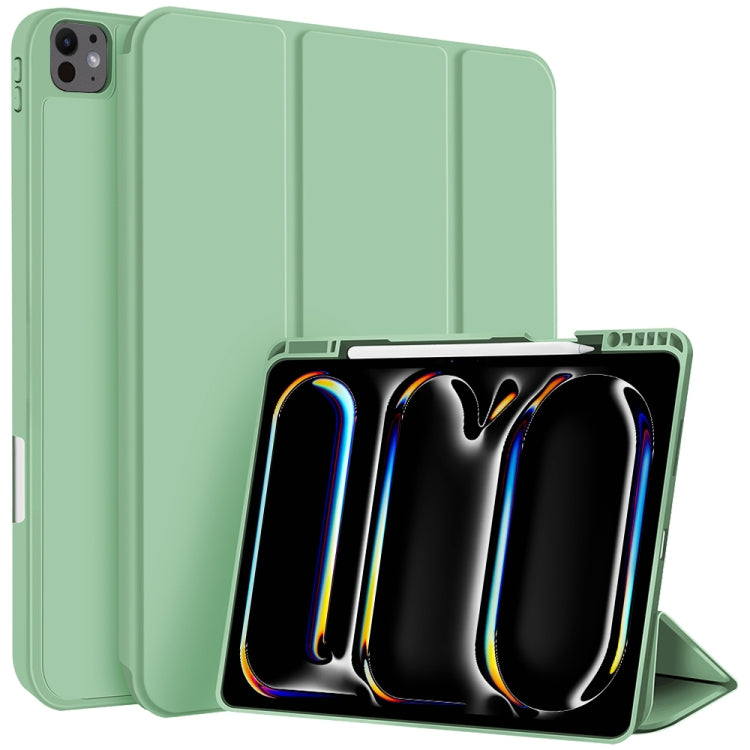 For iPad Pro 13 2024 3-fold TPU Smart Leather Tablet Case with Pen Slot(Green) - iPad Pro 13 2024 Cases by buy2fix | Online Shopping UK | buy2fix