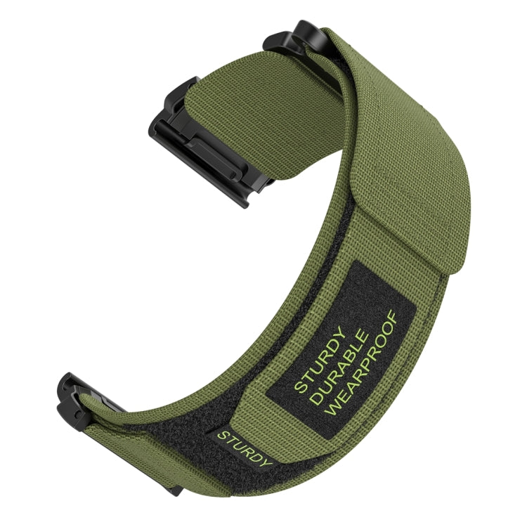 For Garmin MARQ Athlete Gen 2 22mm Two-Section Nylon Watch Band(Army Green) - Watch Bands by buy2fix | Online Shopping UK | buy2fix