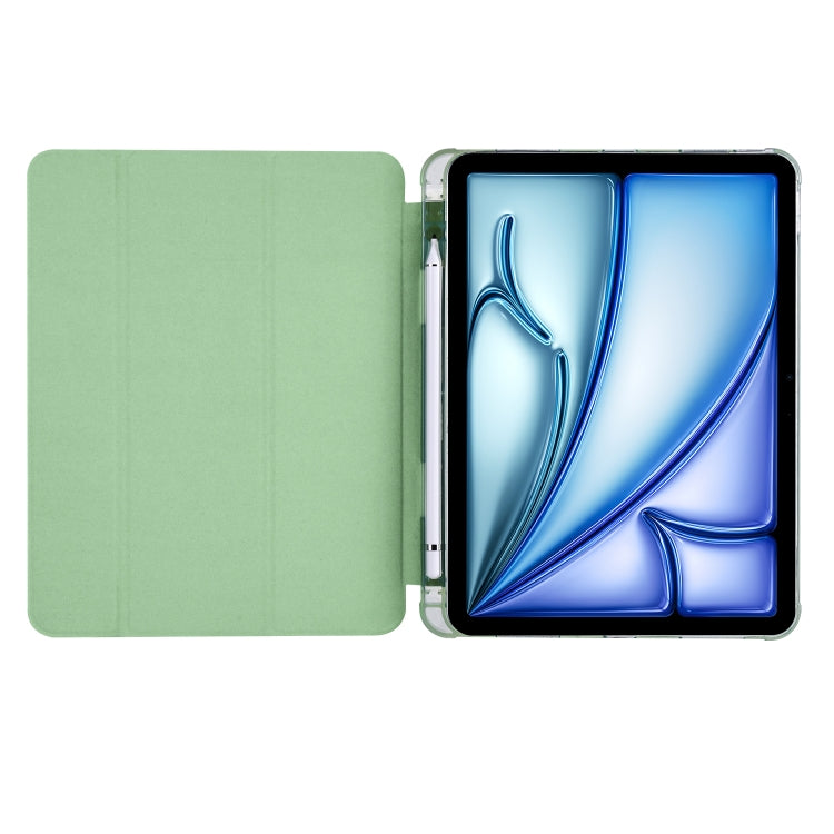 For iPad Air 11 2024 3-fold TPU Leather Smart Tablet Case with Pen Slot(Matcha Green) - iPad Air 11 2024 Cases by buy2fix | Online Shopping UK | buy2fix