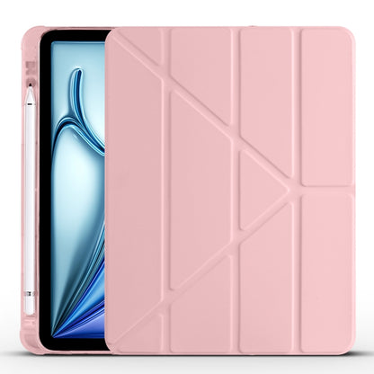 For iPad Air 11 2024 Multi-folding TPU Leather Smart Tablet Case with Pen Slot(Pink) - iPad Air 11 2024 Cases by buy2fix | Online Shopping UK | buy2fix