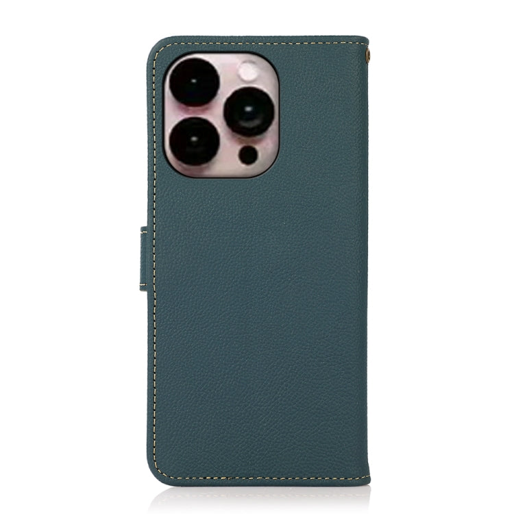 For iPhone 16 Pro KHAZNEH Custer Genuine Leather RFID Phone Case(Green) - iPhone 16 Pro Cases by buy2fix | Online Shopping UK | buy2fix