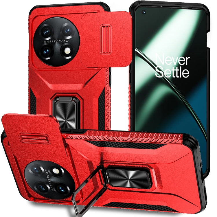 For OnePlus 11 5G Sliding Camshield Holder Phone Case(Red) - OnePlus Cases by buy2fix | Online Shopping UK | buy2fix