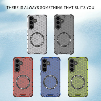 or Samsung Galaxy S25+ 5G Honeycomb Magnetic Ring Shockproof Phone Case(Green) - Galaxy S25+ 5G Cases by buy2fix | Online Shopping UK | buy2fix