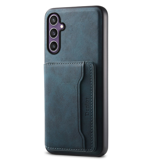 For Samsung Galaxy S23 FE 5G Denior D13 Retro Texture Leather MagSafe Card Bag Phone Case(Blue) - Galaxy S23 FE 5G Cases by Denior | Online Shopping UK | buy2fix