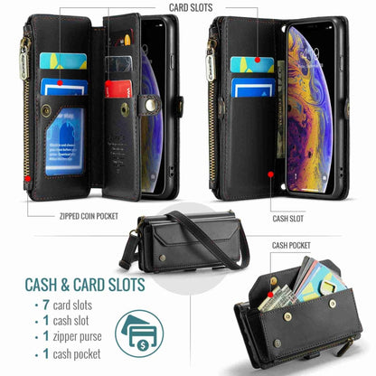 For iPhone XS / X CaseMe C36 Card Slots Zipper Wallet RFID Anti-theft Leather Phone Case(Black) - More iPhone Cases by CaseMe | Online Shopping UK | buy2fix