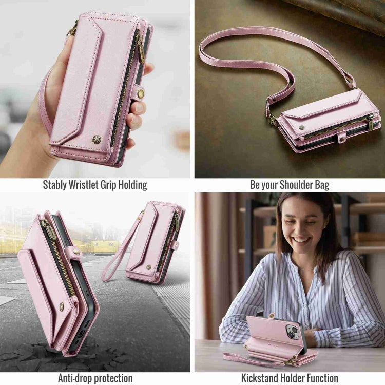 For iPhone 13 CaseMe C36 Card Slots Zipper Wallet RFID Anti-theft Leather Phone Case(Pink) - iPhone 13 Cases by CaseMe | Online Shopping UK | buy2fix