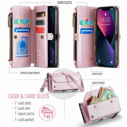 For iPhone 13 mini CaseMe C36 Card Slots Zipper Wallet RFID Anti-theft Leather Phone Case(Pink) - iPhone 13 mini Cases by CaseMe | Online Shopping UK | buy2fix