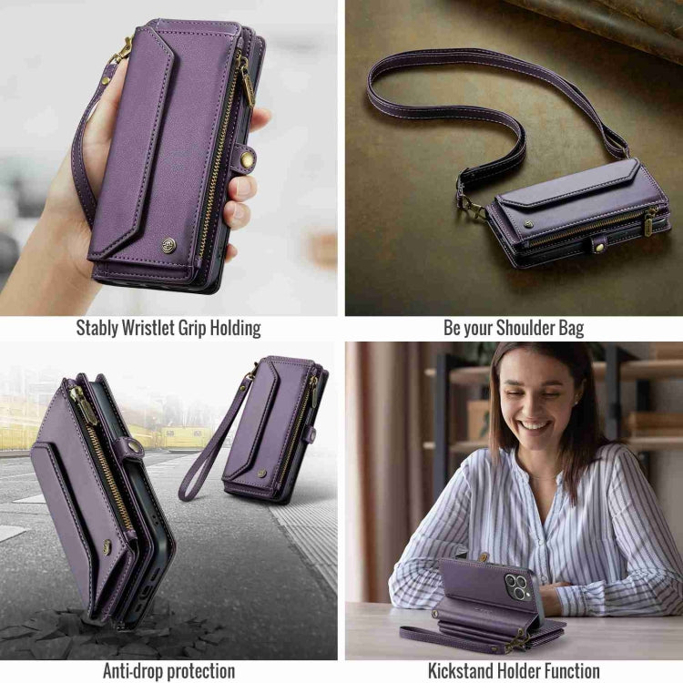 For iPhone 14 Pro Max CaseMe C36 Card Slots Zipper Wallet RFID Anti-theft Leather Phone Case(Purple) - iPhone 14 Pro Max Cases by CaseMe | Online Shopping UK | buy2fix