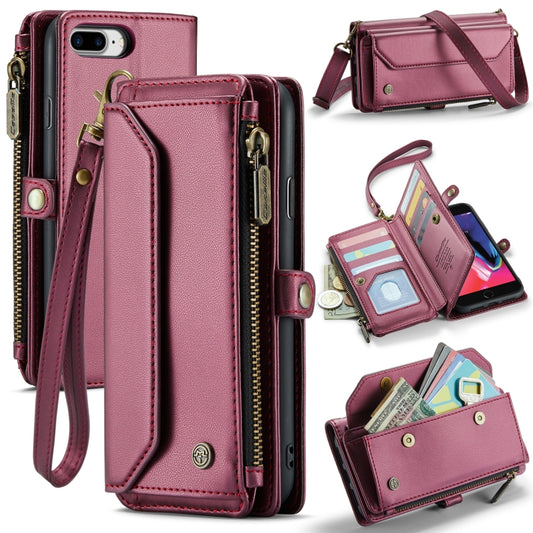 For iPhone 8 Plus / 7 Plus / 6 Plus CaseMe C36 Card Slots Zipper Wallet RFID Anti-theft Leather Phone Case(Wine Red) - More iPhone Cases by CaseMe | Online Shopping UK | buy2fix