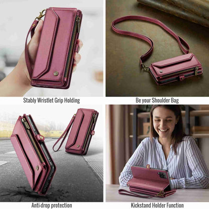 For Samsung Galaxy A12 5G CaseMe C36 Card Slots Zipper Wallet RFID Anti-theft Leather Phone Case(Wine Red) - Galaxy Phone Cases by CaseMe | Online Shopping UK | buy2fix