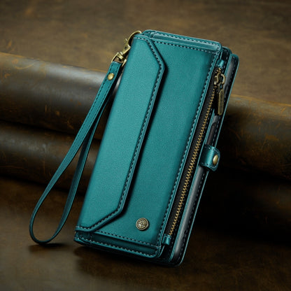 For Samsung Galaxy A22 5G CaseMe C36 Card Slots Zipper Wallet RFID Anti-theft Leather Phone Case(Blue-green) - Galaxy Phone Cases by CaseMe | Online Shopping UK | buy2fix