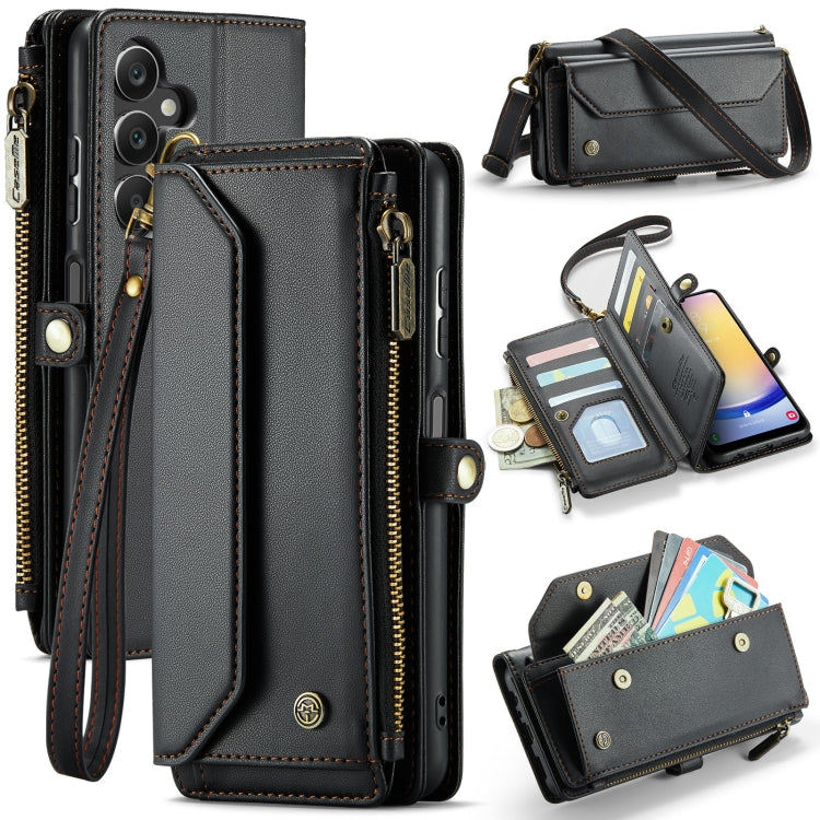 For Samsung Galaxy A25 CaseMe C36 Card Slots Zipper Wallet RFID Anti-theft Leather Phone Case(Black) - Galaxy Phone Cases by CaseMe | Online Shopping UK | buy2fix