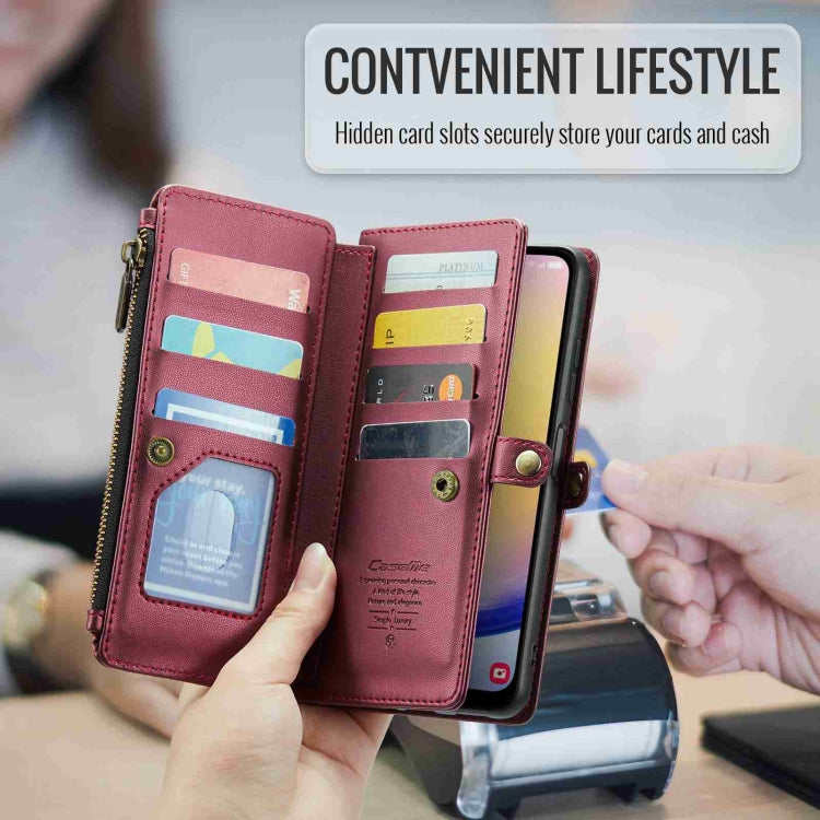 For Samsung Galaxy A25 CaseMe C36 Card Slots Zipper Wallet RFID Anti-theft Leather Phone Case(Wine Red) - Galaxy Phone Cases by CaseMe | Online Shopping UK | buy2fix