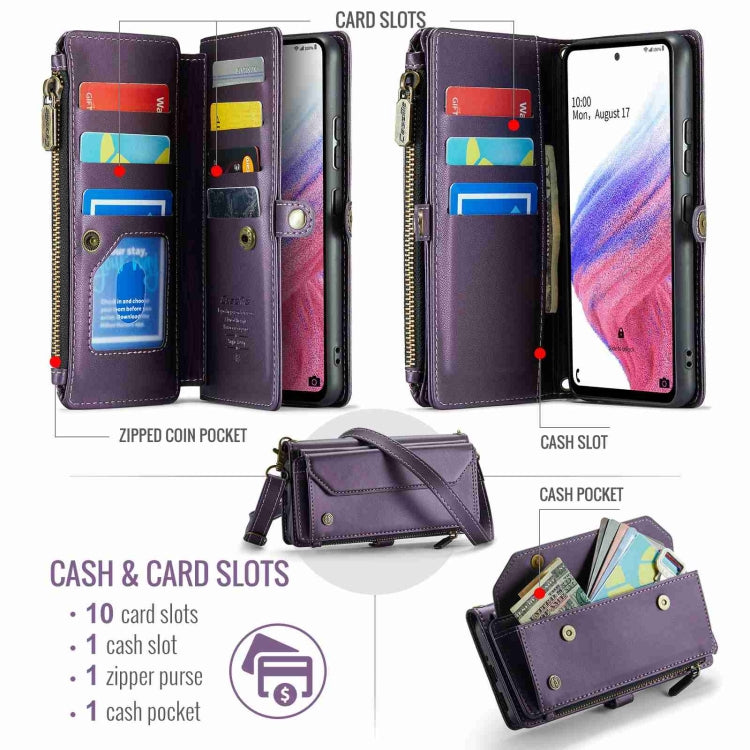 For Samsung Galaxy A53 5G CaseMe C36 Card Slots Zipper Wallet RFID Anti-theft Leather Phone Case(Purple) - Galaxy Phone Cases by CaseMe | Online Shopping UK | buy2fix