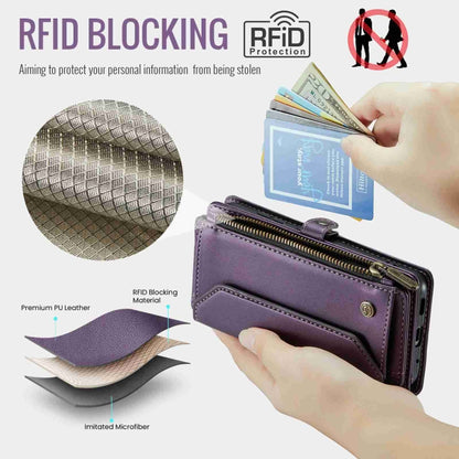 For Samsung Galaxy S20 CaseMe C36 Card Slots Zipper Wallet RFID Anti-theft Leather Phone Case(Purple) - Galaxy Phone Cases by CaseMe | Online Shopping UK | buy2fix