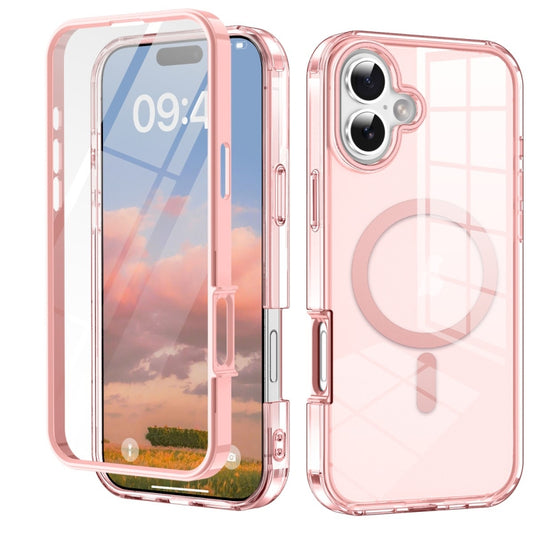 For iPhone 16 Colorful MagSafe Magnetic PC Hybrid TPU Phone Case(Pink) - iPhone 16 Cases by buy2fix | Online Shopping UK | buy2fix