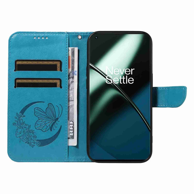 For OnePlus 11 5G Swallowtail Butterfly Embossed Leather Phone Case(Blue) - OnePlus Cases by buy2fix | Online Shopping UK | buy2fix