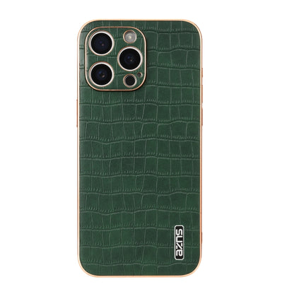 For iPhone 15 Pro Max AZNS Electroplated Frame Crocodile Texture Full Coverage Phone Case(Green) - iPhone 15 Pro Max Cases by AZNS | Online Shopping UK | buy2fix