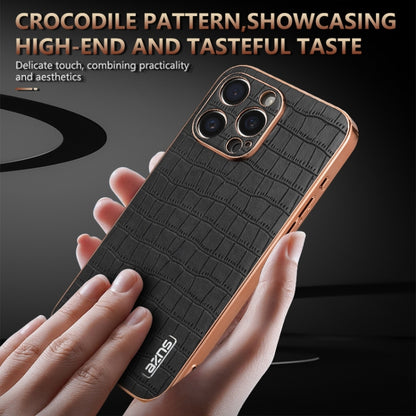 For iPhone 15 Pro Max AZNS Electroplated Frame Crocodile Texture Full Coverage Phone Case(Green) - iPhone 15 Pro Max Cases by AZNS | Online Shopping UK | buy2fix