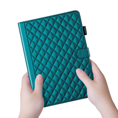 For iPad Pro 11 2024 Rhombus Lattice Leather Smart Tablet Case(Dark Green) - iPad Pro 11 2024 Cases by buy2fix | Online Shopping UK | buy2fix