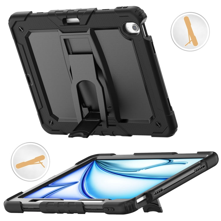 For iPad Air 13 2024 Silicone Hydric PC Tablet Case with Shoulder Strap & Holder(Black) - iPad Air 13 2024 Cases by buy2fix | Online Shopping UK | buy2fix